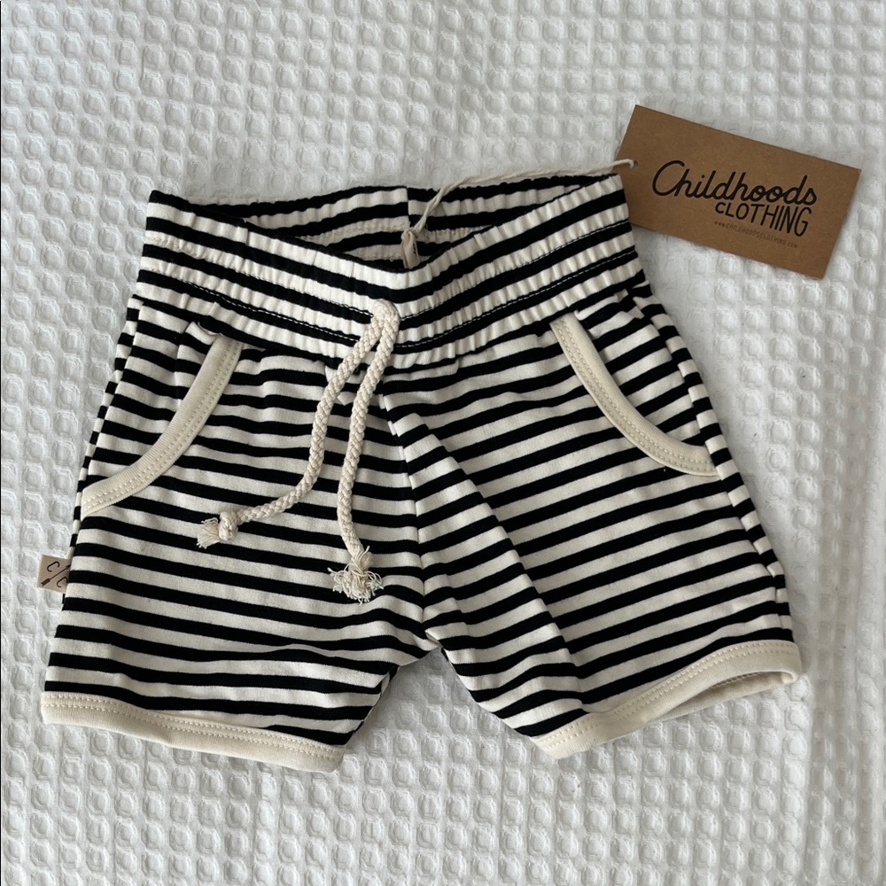 Childhoods Clothing Black and White Striped Kids Shorts